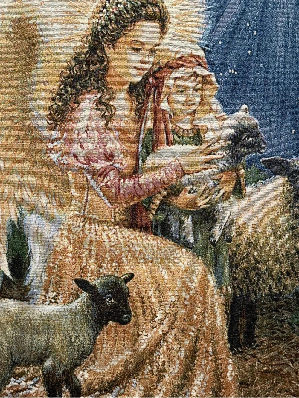 Guardian Angel Dona Gelsinger Hanging Tapestry 35x22 Protection Church Guide 90s